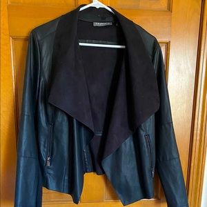 Women's Faux Leather Jackets Slim Open Front.